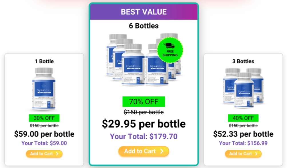 Exclusive online ordering deal for Crystal Vision supplement packages